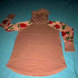 LULAROE hoodie rose floral print pouch pocket soft long sleeve NEW size S